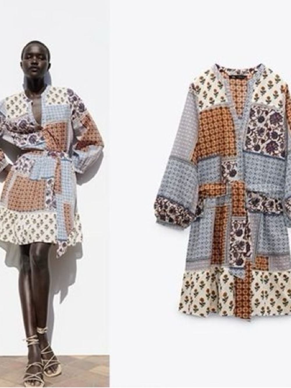 Zara patchwork shirt dress